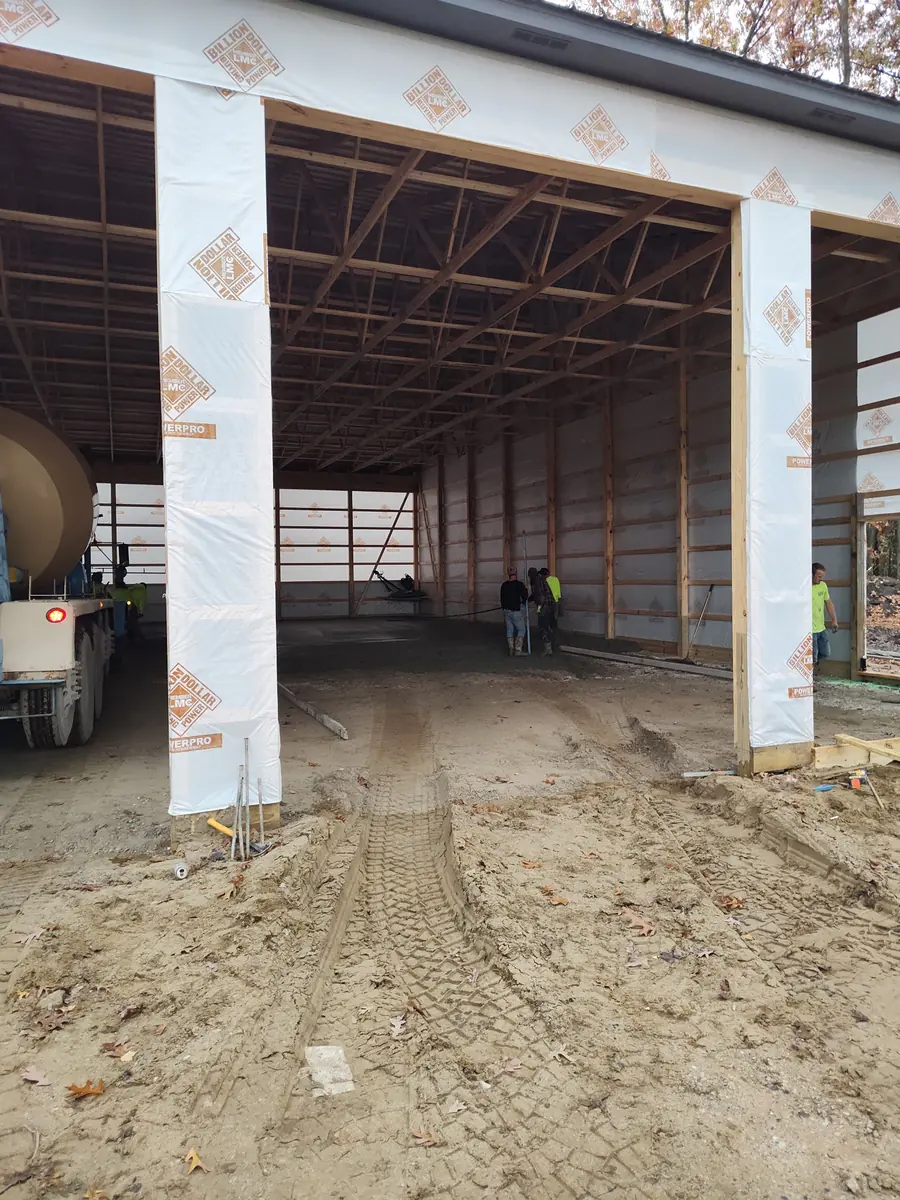 Interior commercial building prepared for a large concrete slab installation
